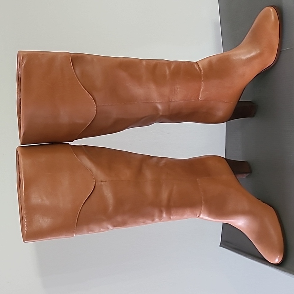 Women's Arezzo Vivian Caramel Leather Knee-High Boots NWB - Picture 4 of 6